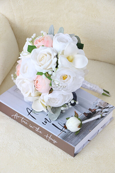 Yapay Çiçek Deposu Gelin Buketi Ece 2li Set Model15