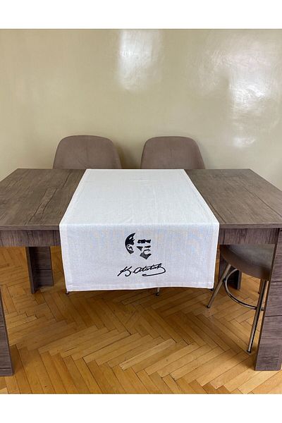 pamukidea Τραπεζομάντιλο με μοτίβο Ataturk Runner Ξύλινη στάμπα με πέτρα Buldan Handwork Βαμβακερό λινό ύφασμα Shemdan Ranır Τραπεζομάντιλο