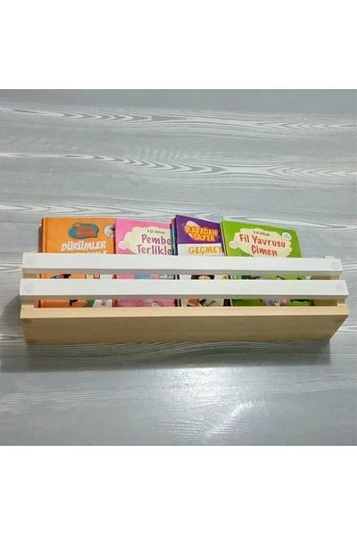 EMTA 70 cm Wooden White Slatted Montessori Bookcase Children's Room Accessory Decoration Furniture