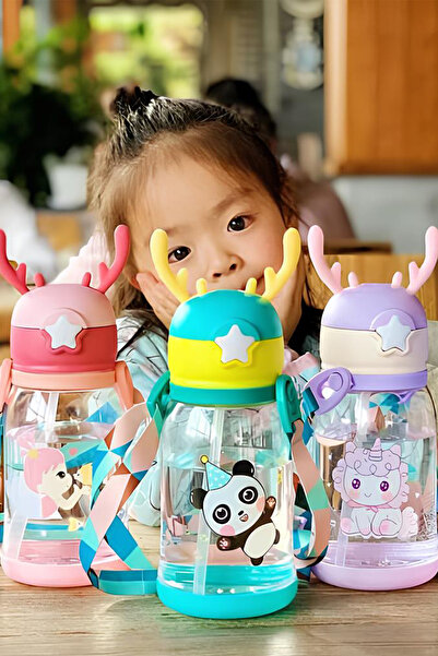 FDMFANAİR Geyik Figürlü // Su Matarası Geyikli Suluk / Su Şişesi  // Geyikli Matara 500 ML Kayışlı Damlatmaz