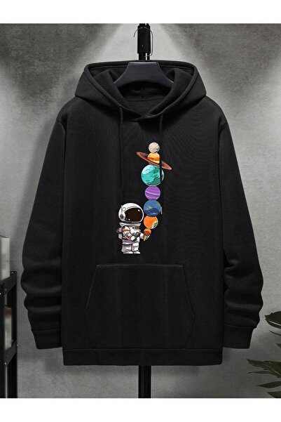 ZEMLİYA Φούτερ Unisex Oversize Μαύρη κουκούλα