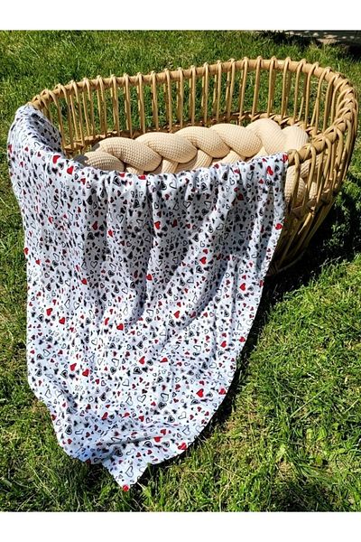 Alpar Tekstil Bamboo Muslin Cloth Cover & Blanket (USED UP TO 0-10 YEARS) 120x120cm/Heart Pattern