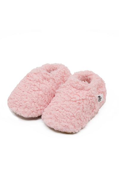 Ella Bonna Pink Teddy Baby Shoes - Home Nursery Shoes with Non-Slip Sole and Organic Cotton Lining