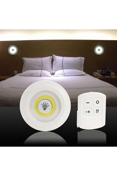 Genel Markalar 3'lü Pilli Led Spot Lamba Yapışkanlı Uzaktan Kumandalı Dolapiçi