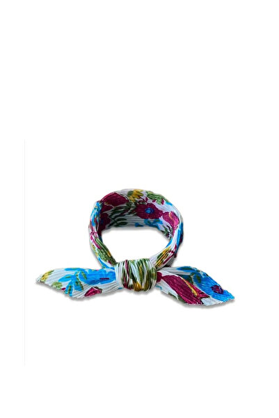 HER YAŞ GÜZEL Mavi Desenli Pileli Fular