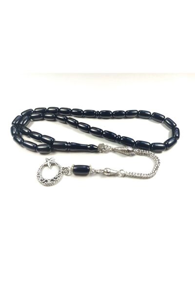 İskeçe Tesbih Pentru atelierul Zeyzun, placat cu argint, perle negre, chihlim...