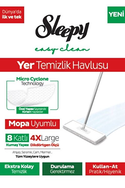 Sleepy Sleppy Easy Clean Beyaz Sabun Katkılı Mopa Uyumlu Yer Temizlik Havlusu...