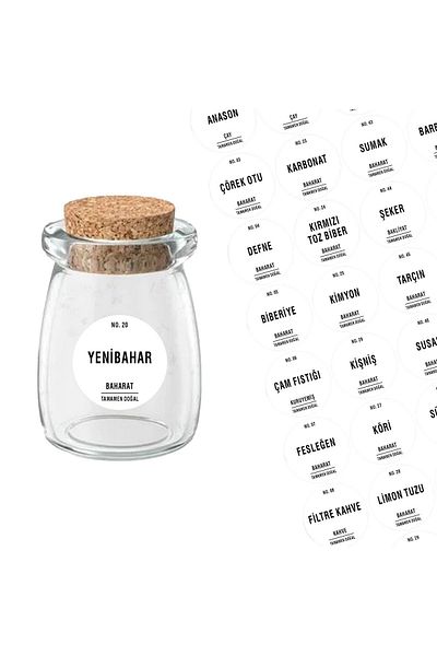 EGESTA 110 Pieces White Modern Design Washable Spice Pulses Jar - Round Label
