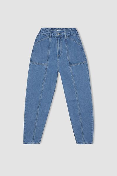 DeFacto Paperbag Fit Jeanshose mit hoher Stretch-Taille und leichtem, geradem Bein, Knöchellänge B3305ax23cw