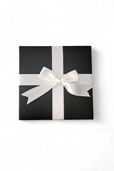 HEDİYEDİYE Black Gift Box - Empty with White Ribbon