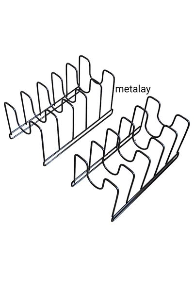 METALAY Organizator de tigăi și capac de oală din metal, negru, din 2 bucăți