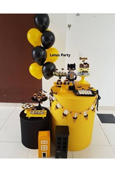 LOTUS PARTY 10 Adet - Batman Temalı - Siyah - Sarı Balon Seti