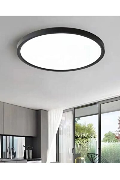 luxshome 24W Büyük Boy Antrasit Renk Kasa Tavana Sıfır Plafonyer Led Armatür Avize Aplik Lambası Beyaz Işık