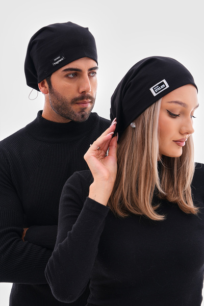 MAG FASHİON Women's Beret Black Neon Thread Detailed Italian Design 4 Season Hat Beret Buff