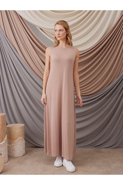 Femple Modest Nude Sleeveless Lingerie Dress - Sleeveless Dress Layer