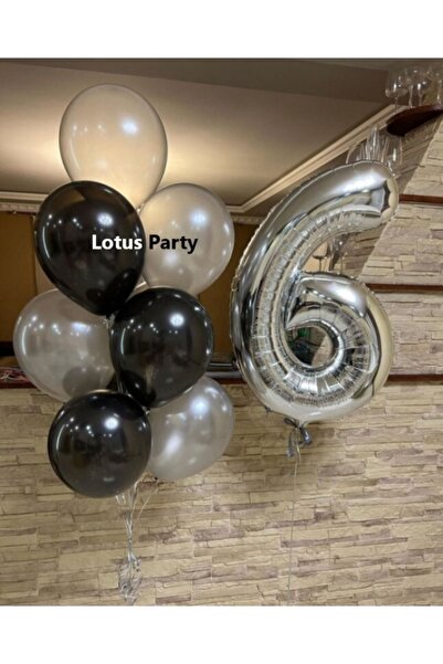LOTUS PARTY طقم بالونات باستيل أسود فضي - 10 قطع