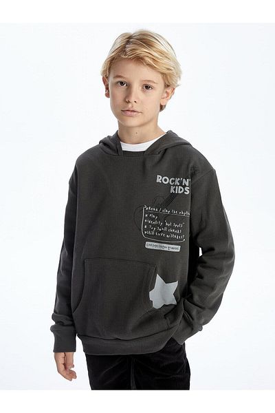LC Waikiki Boy's Hoodie - Comfortable Fit, Printed, Lcw Kids