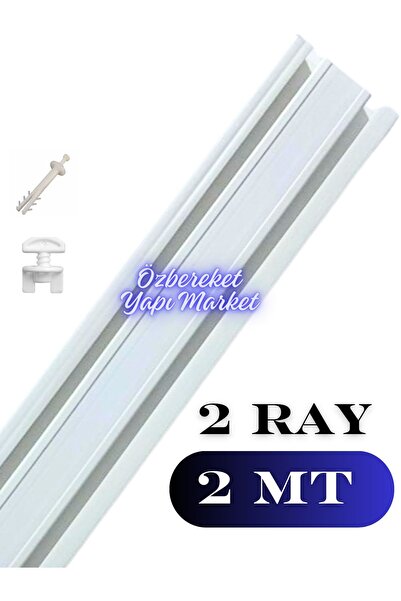 özbereketyapimarket Korniş 2 Raylı Perde Rayı 2 Metre 2 Li Korniş Süper Kalite