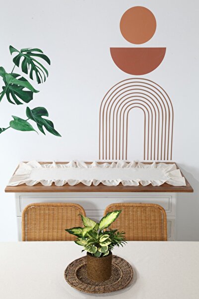 cotton maison Naturel Fırfırlı Runner Vintage 40x80 Cm