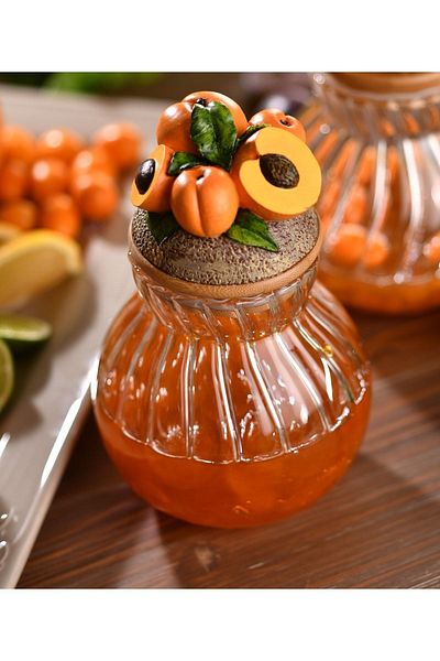 UZUNOGLU Apricot Glass Jar with Lid - Jam Bowl