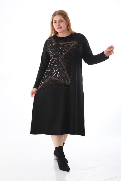 Yasem XXL PLUS SIZE BLACK STAR DRESS