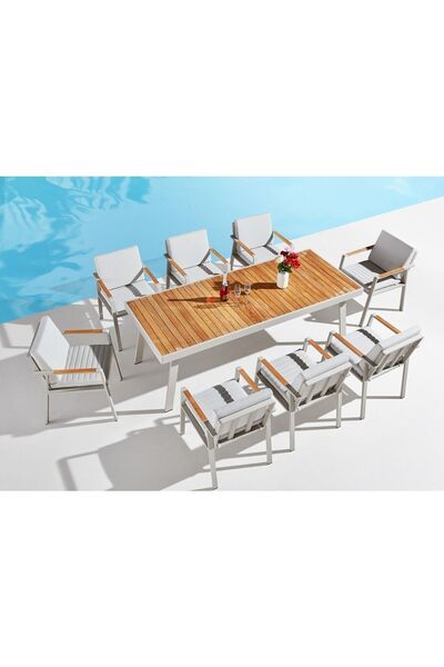 MAGIC FACE Emoti Bahçe-balkon Ve Outdoor 8 Kişilik Masa Takımı
