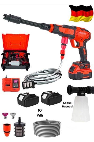 OG GERMANY STEEL 999vf Çift Akülü Şarjlı Yüksek Basınç Oto Araç Yıkama Bahçe Yıkama Temizleme Tabancası 70 Bar