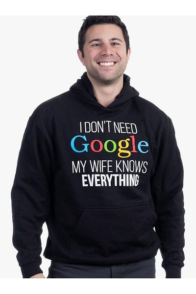 ARDSU Забавна тениска за мъже Ann Arbor. Sweatshit Co. „Не ми трябва Google, жена ми знае всичко!“