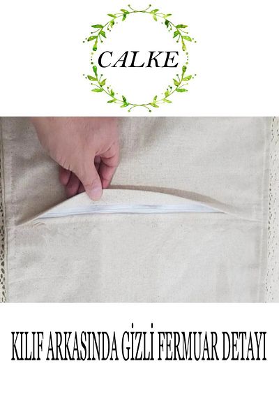 Calke Set de 2 fete de pernă din dantelă și broderie Lenjerie de lucru Buldan autentică