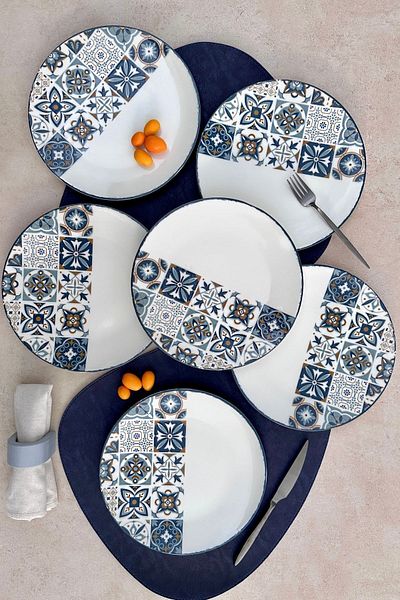 porselenden Leon 6-Person 25 cm Special Design Porcelain Serving Plate Presentation Plate Set