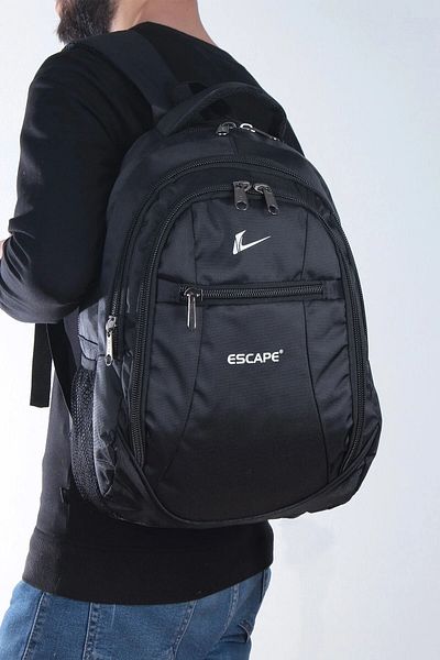ESCAPE 307 Unisex Black Daily Travel Student School Backpack with Laptop Compartment
