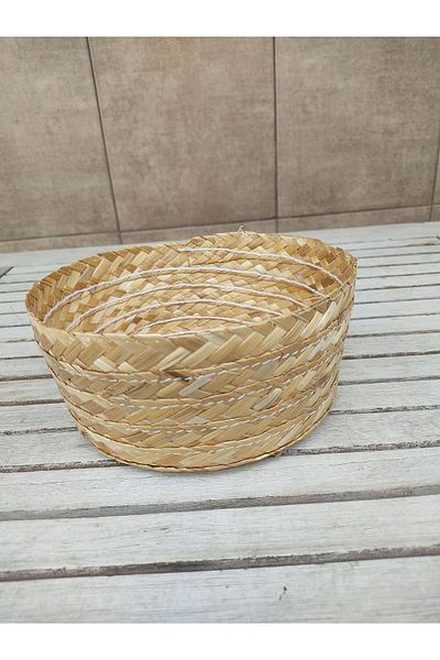 AKTEZ-EL Φυσικό ψάθινο καλάθι πλάτους 17 cm και βάθους 9 cm