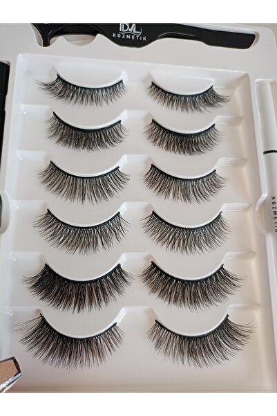 SEBURAM COLLECTION Suya Dyanıklı Şeffaf ve Siyah Eyeliner Yapıştırıcı Biribrinden Farkılı 6 Adet Takma Kirpik