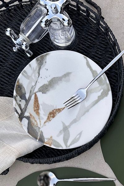 porselenden Roman Porcelain 6 Person 21 cm Cake Plate Non-Exhausting Pattern Guaranteed Flower Pattern