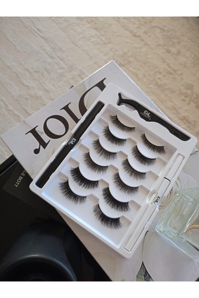 SEBURAM COLLECTION Suya Dyanıklı Şeffaf ve Siyah Eyeliner Yapıştırıcı Biribrinden Farkılı 6 Adet Takma Kirpik