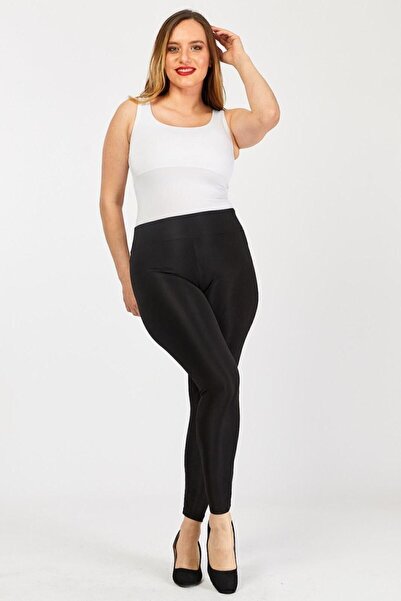 Mooi XXL Γυναικείο μαύρο γυαλιστερό καλσόν