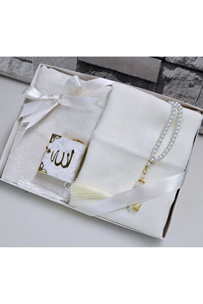 hira tasarım Hediyelik Çeyizlik Tafta Seccade Inci Tesbih Mini Kuran Ve Flaml...