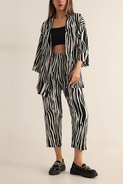 trendalisse Women's Zebra Print Kimono bottom top suit