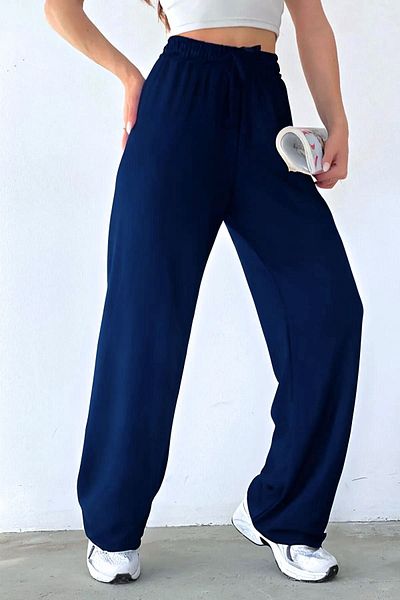 trendalisse Pantaloni de sezon pentru damă bleumarin - talie și buzunare elastice