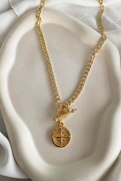 TAKIŞTIR Gold Color Chain Detailed Necklace