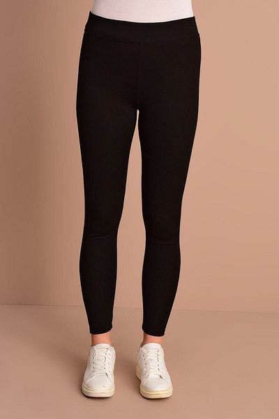 Big Free Women's Black High Waist Steel Knitted Basic Tights Tb20yb291307