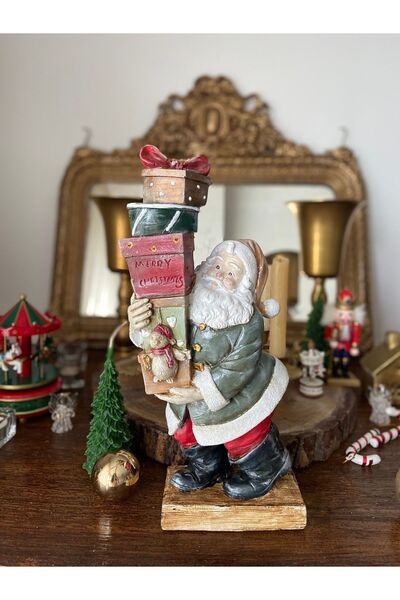 Handmadesign El Boyaması Hediye Paketli Noel Baba Biblo Dekor - Yılbaşı Dekor...