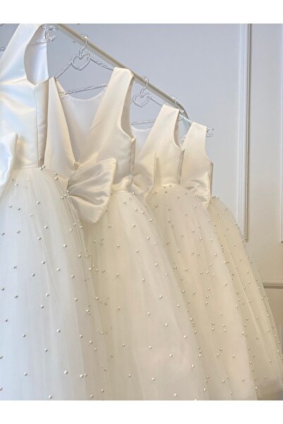 FancyCakekids Incili Tüllü Kız Çocuk Düğün Özel Gün Elbise