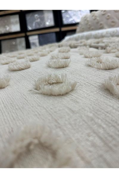 ÇAPAEV King Size Bedspread with Double Tassels and Pompoms - Hayal Chenille