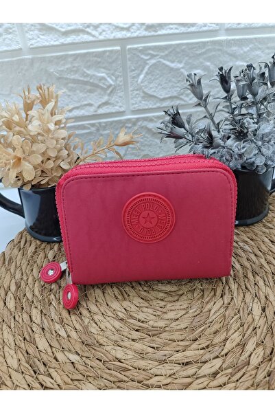 La'Graccia Kırınkıl Fabric Red Small Size Double Compartment Hand Bag Wallet