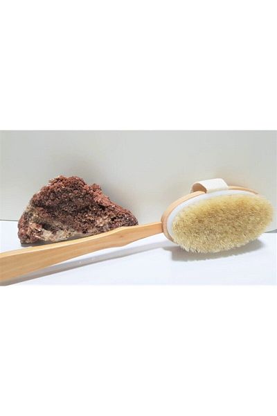 TEDARİKET Shower Brush Natural Horsehair Anti-Cellulite Back Cleaning Horsehair Brush