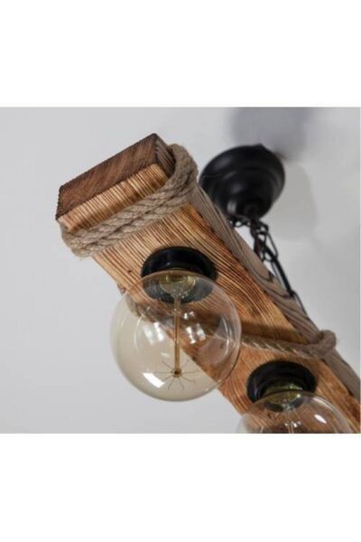 AHŞAP ATÖLYE Ahşap Aydınlatma Ahsap Dekoratif Sarkıt Halatlı Ahşap Avize Ücretsiz Kargo