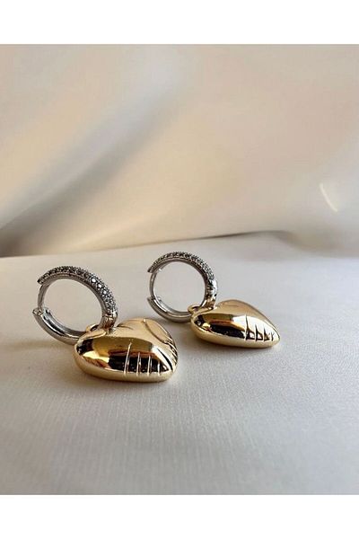 Accessories سلسلة خاصة بالون القلب الصلب أقراط الذهب اللون
