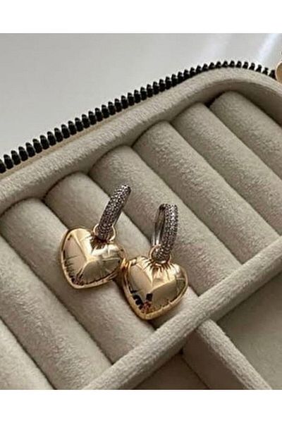 Accessories سلسلة خاصة بالون القلب الصلب أقراط الذهب اللون