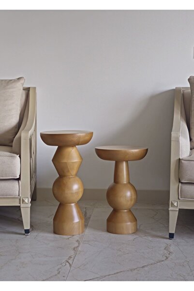 Genel Markalar Doğal Ahşap 2'li Mantar Sehpa